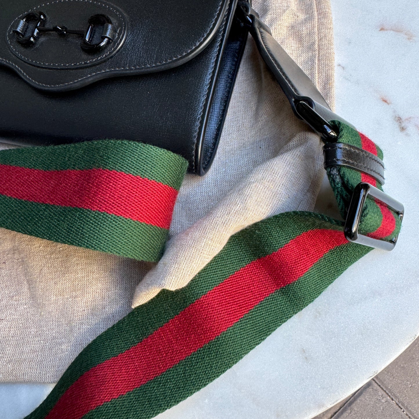 Gucci Azalea Calfskin Web Monochrome Horsebit 1955 Crossbody
