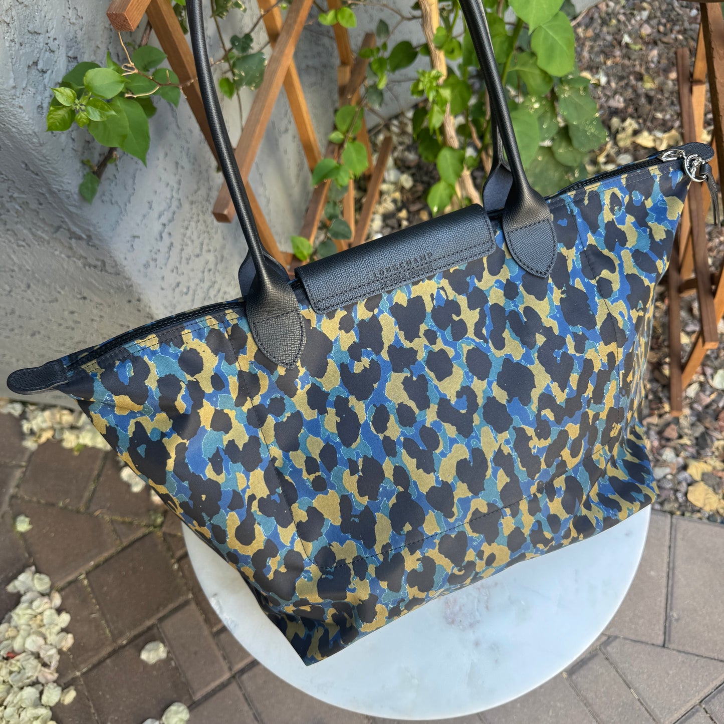 Longchamp Le Pliage Medium Panther Print Nylon Tote