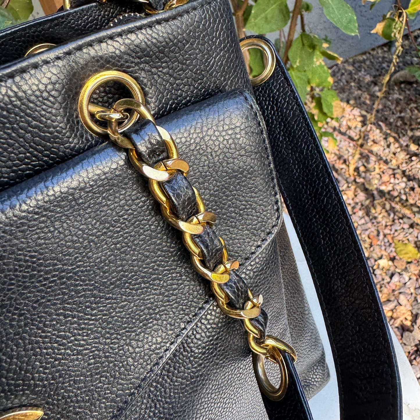Chanel Caviar Leather Vintage CC Pocket Shoulder Bag