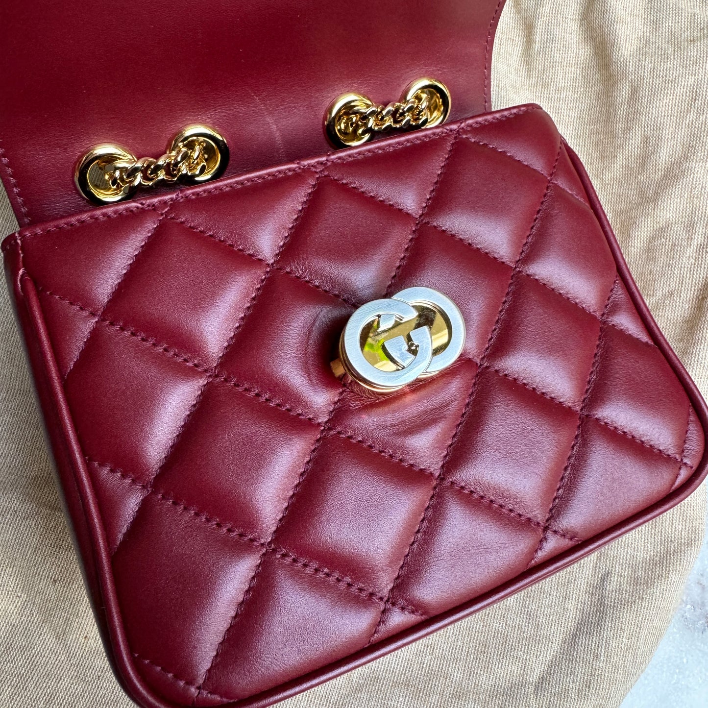 Gucci Deco Mini Flap Leather Crossbody