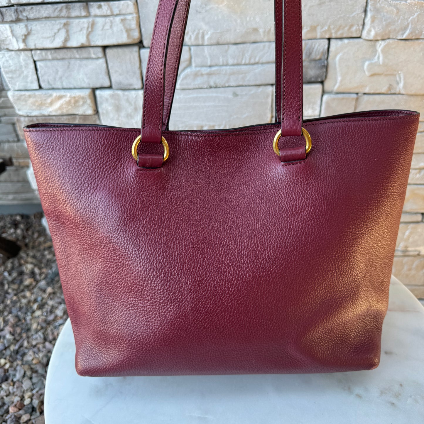 Prada Embossed Logo Leather Shoulder Bag