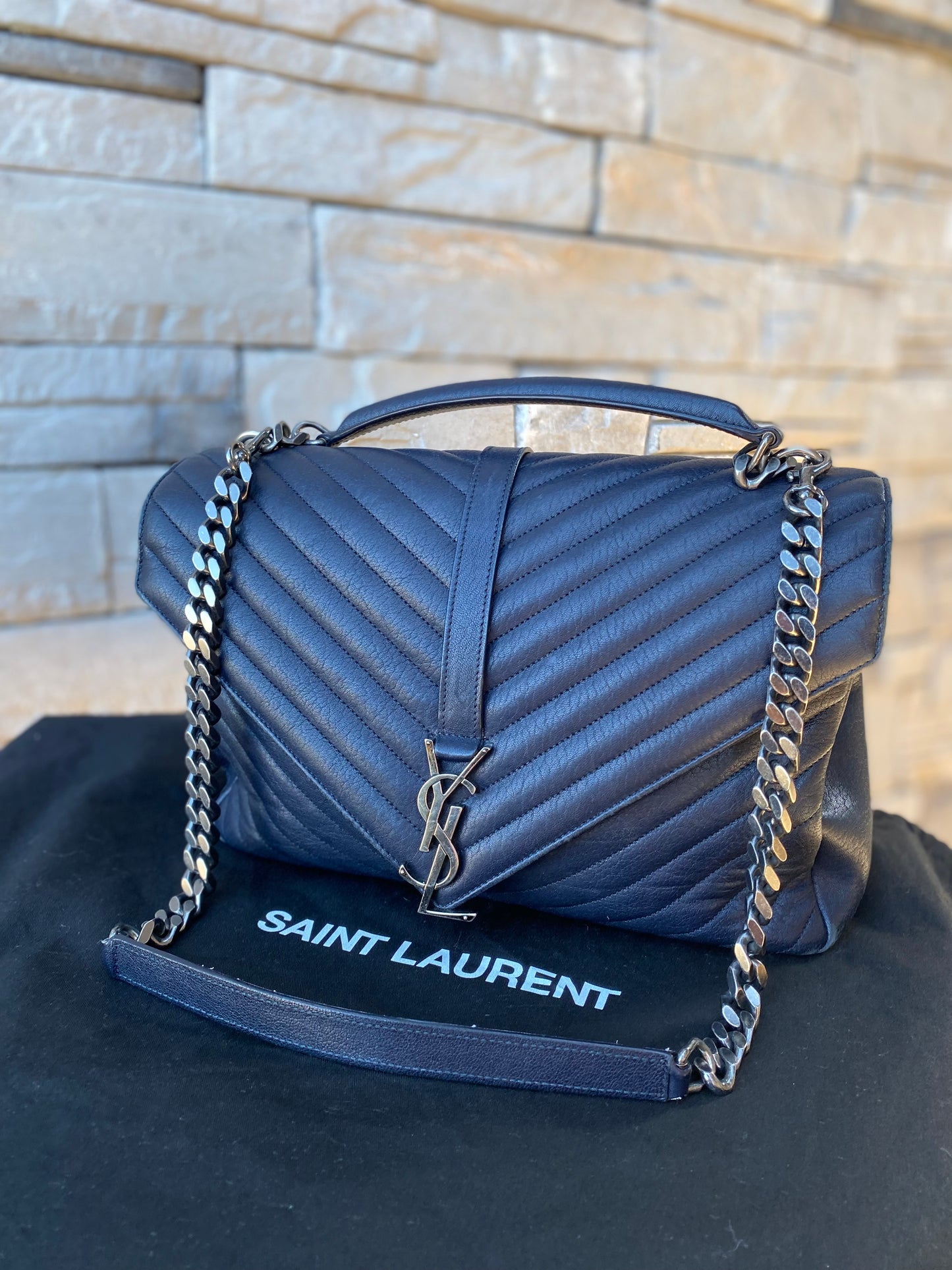 Saint Laurent Large Monogram Matelasse College Bag
