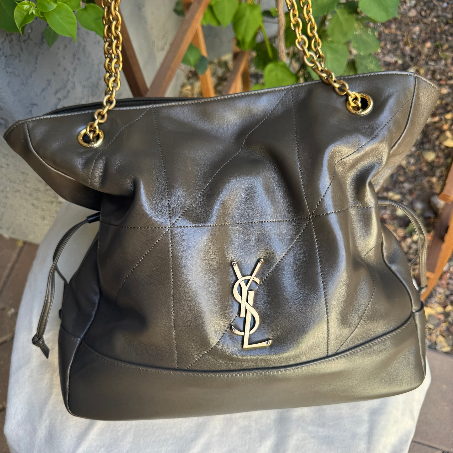 Saint Laurent Jamie Lambskin Leather Shopping Tote