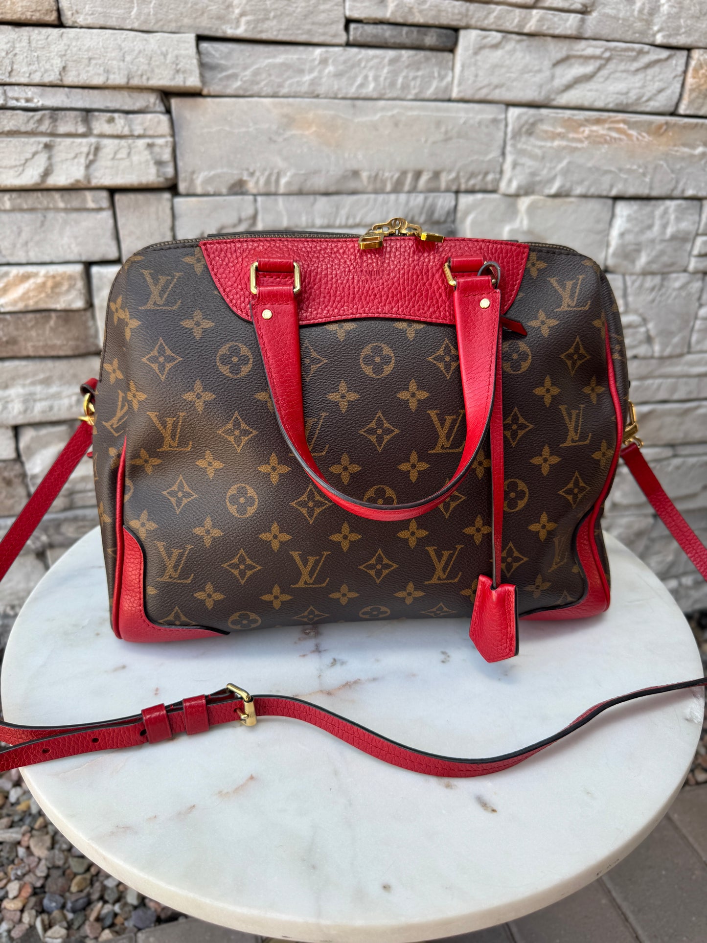 Louis Vuitton Leather and Monogram Canvas Retiro NM
