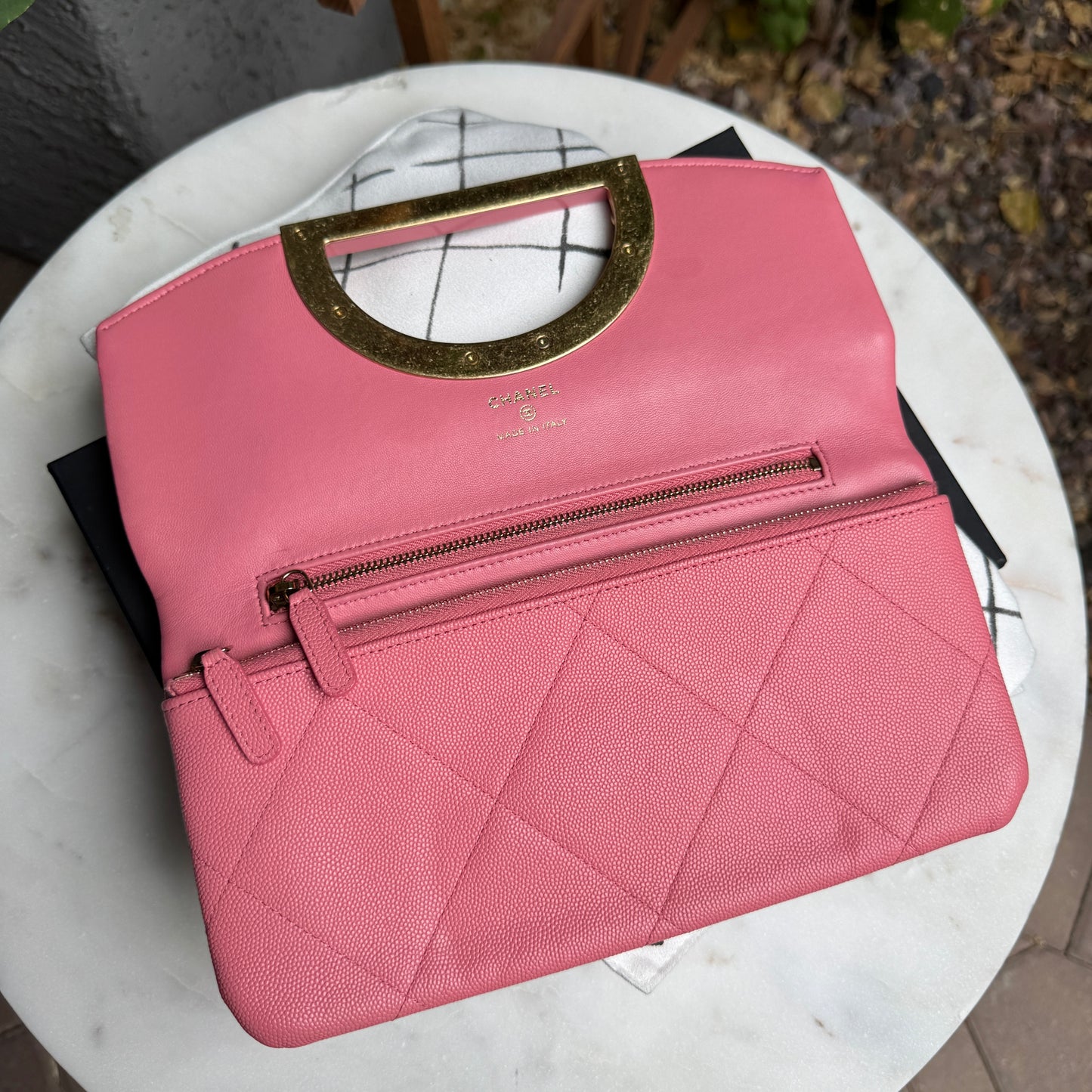 Chanel A Real Catch Caviar Leather Clutch