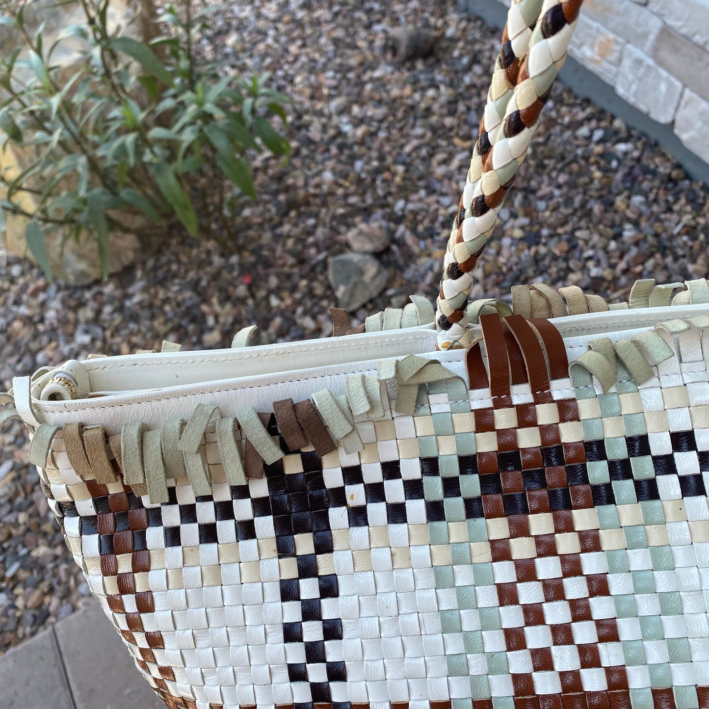 Salvatore Ferragamo Gancini Intrecciato Woven Leather Tote
