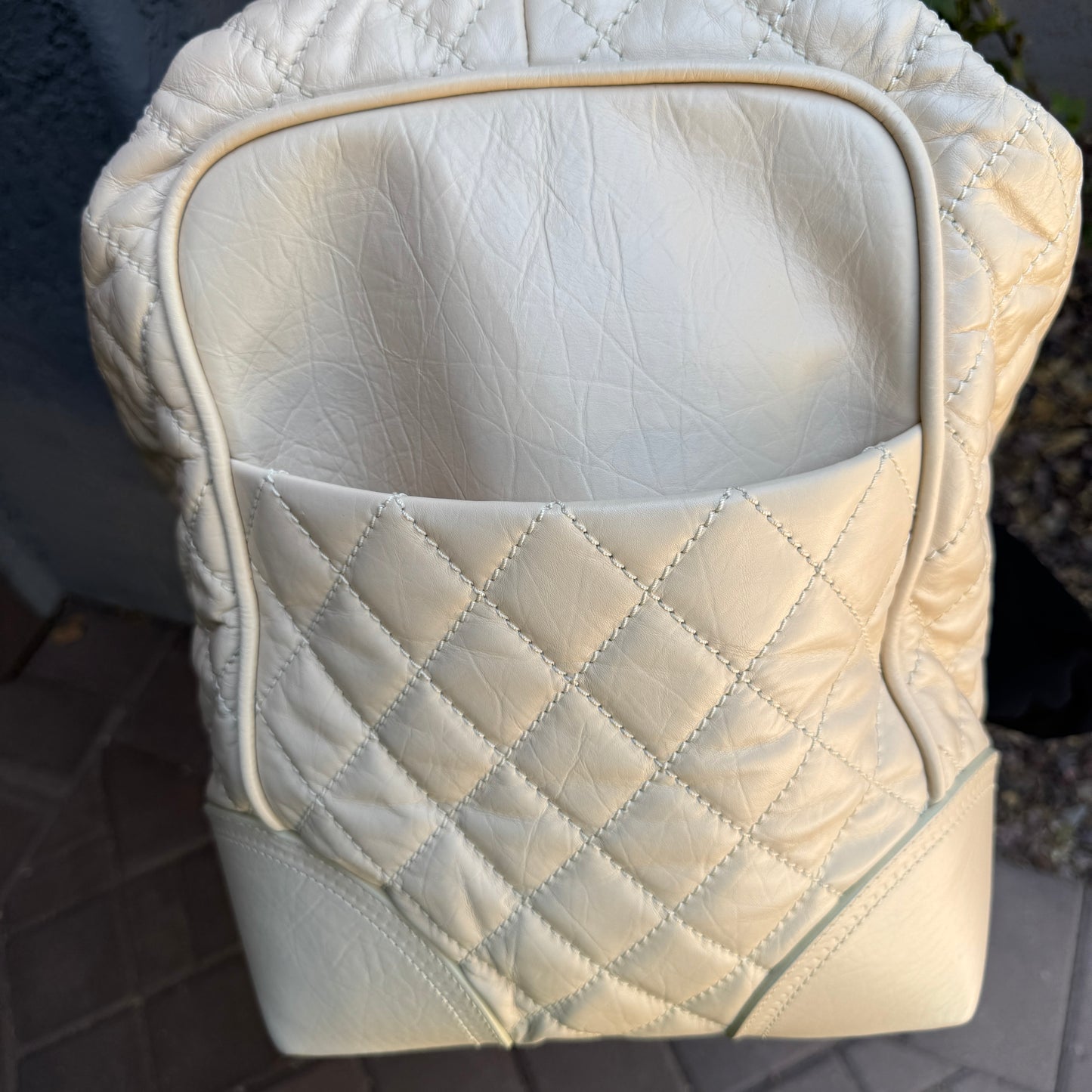 Chanel Bone Quilted Leather Travel Carry-On Duffle Bag
