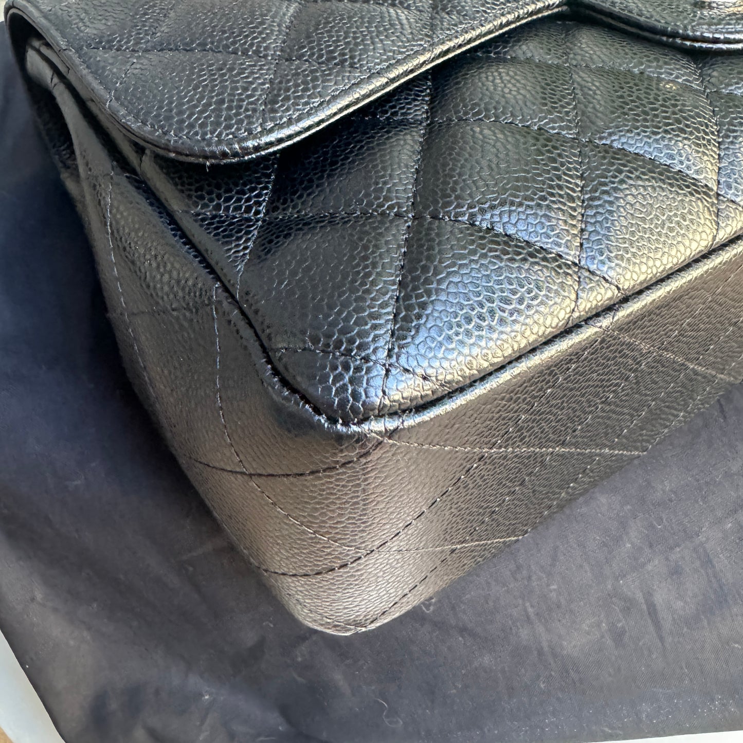 Chanel Caviar Leather Jumbo Single Flap Shoulder Bag