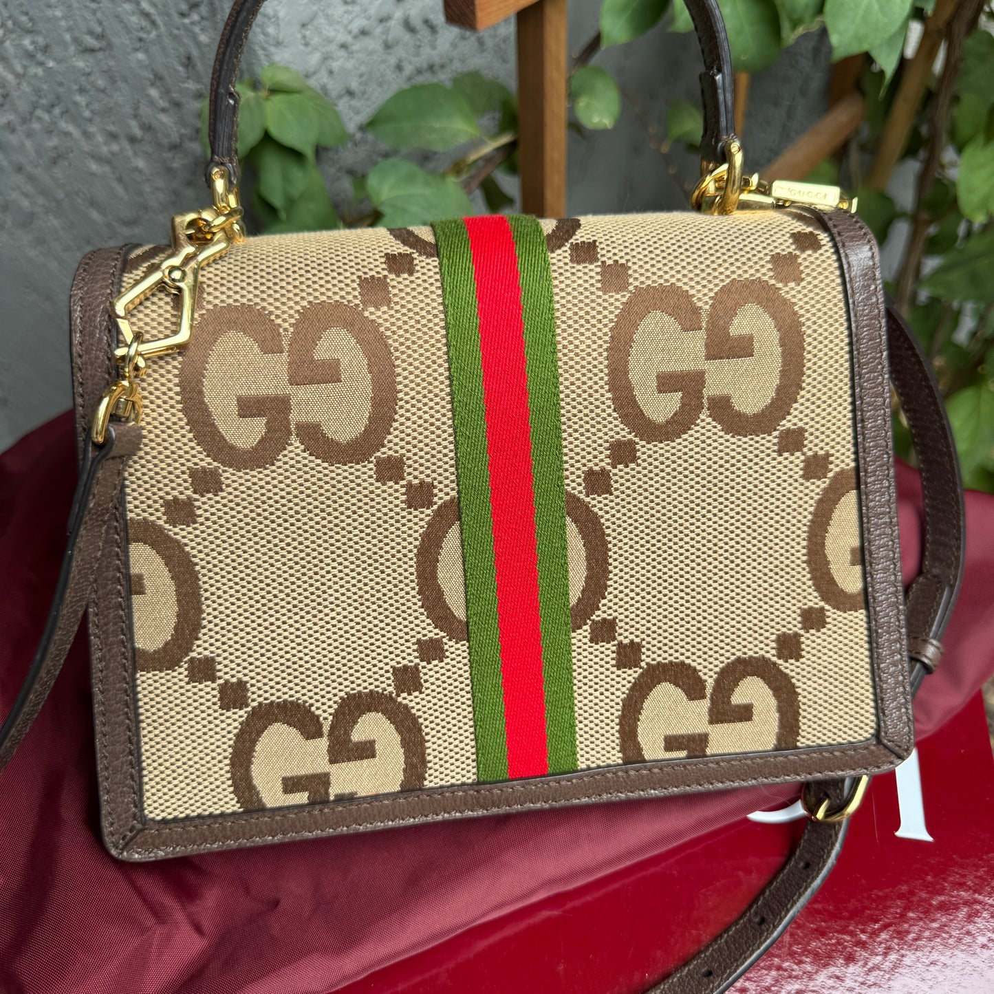 Gucci Ophidia Jumbo Monogram Top Handle Crossbody