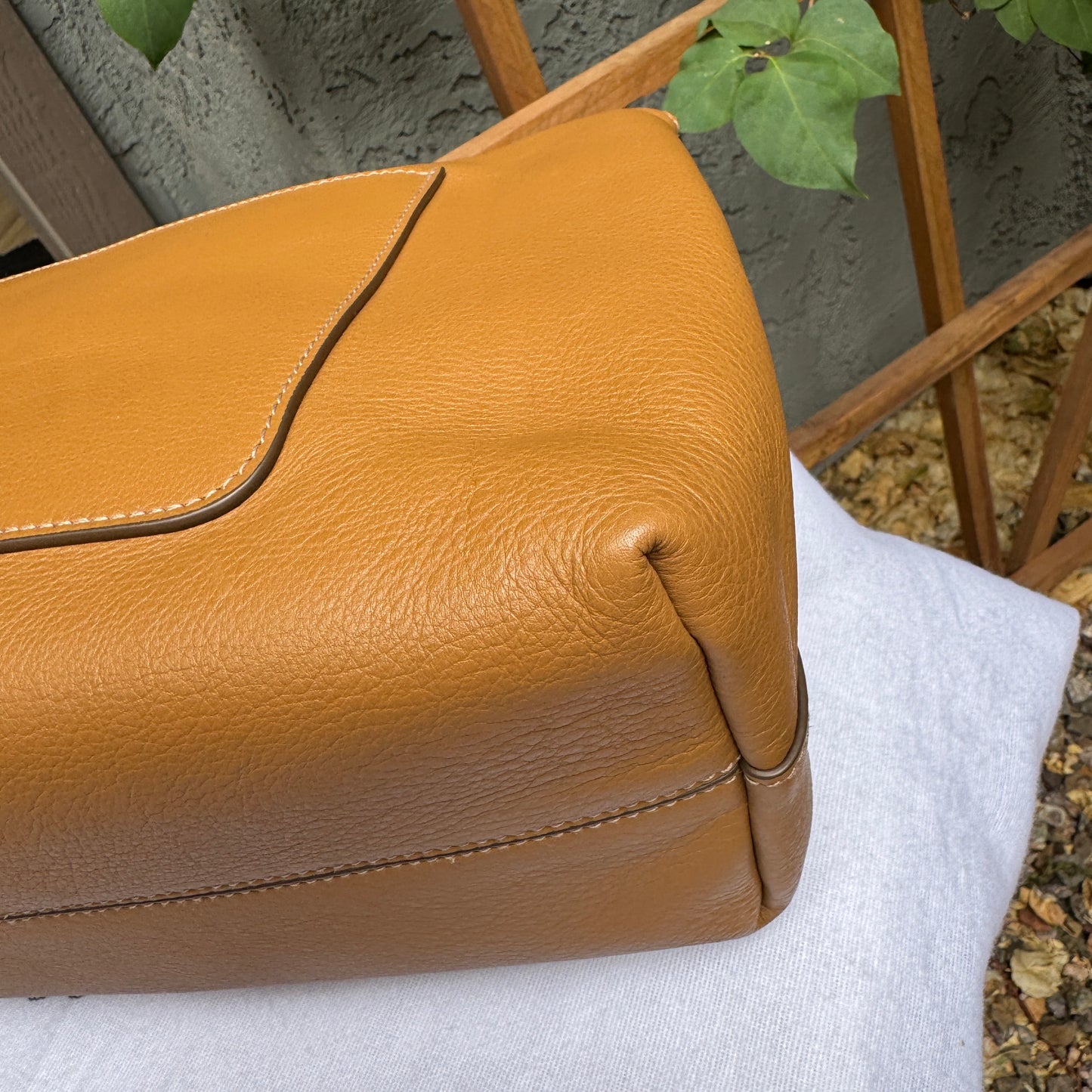 Prada Doux Extra Large Caramel Leather Shoulder Bag