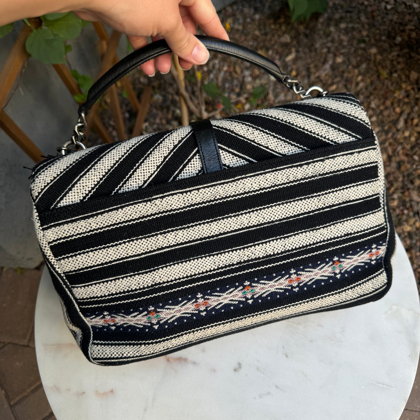 Yves Saint Laurent Berber Chevron Tassel Large College Bag