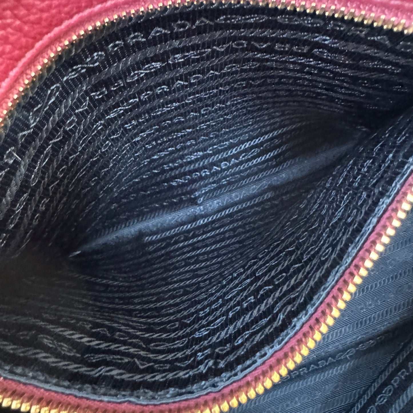 Prada Embossed Logo Leather Shoulder Bag