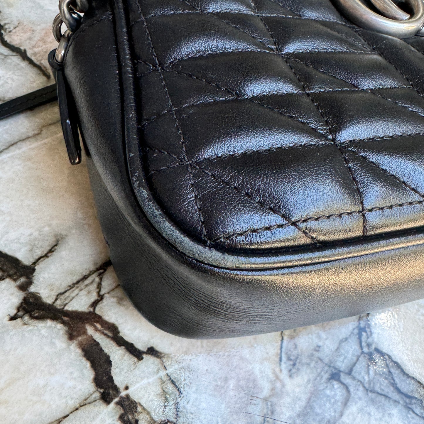 Gucci Calfskin Matelasse Aria Small GG Marmont Chain Shoulder Bag