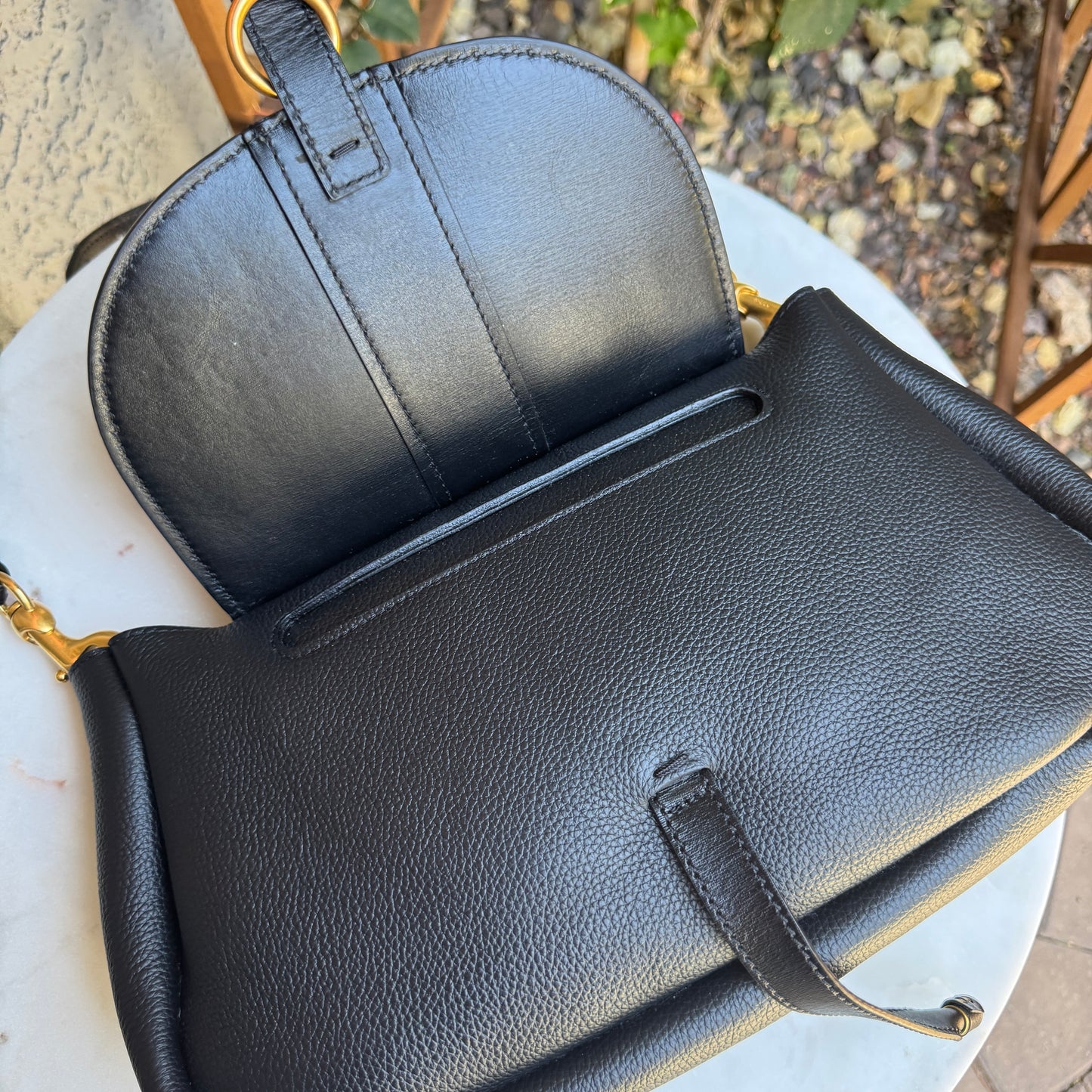 Chloé Shiny Grained Calfskin Marcie Clutch Shoulder Bag