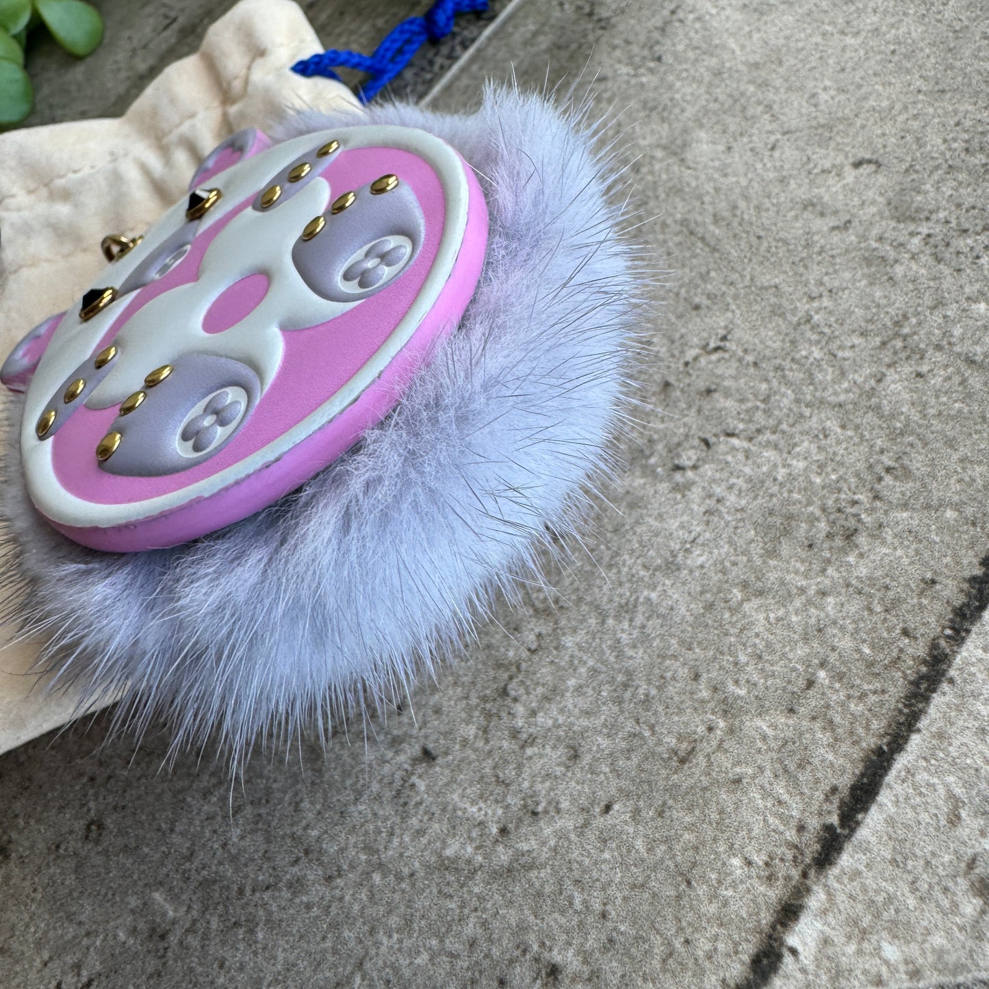 Louis Vuitton Porto Cle Hedgehog Keychain Mink Fur and Leather Bag Charm