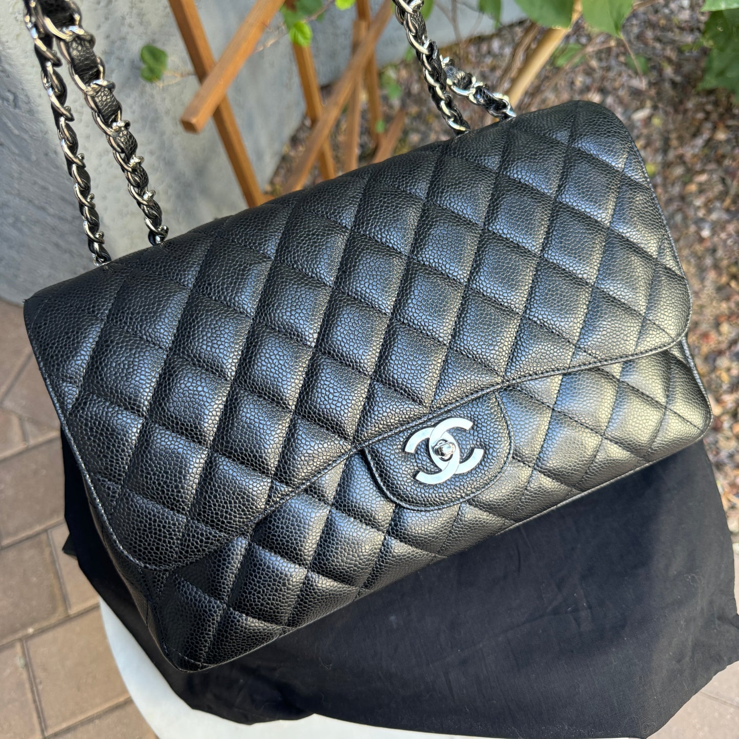 Chanel Caviar Leather Jumbo Single Flap Shoulder Bag