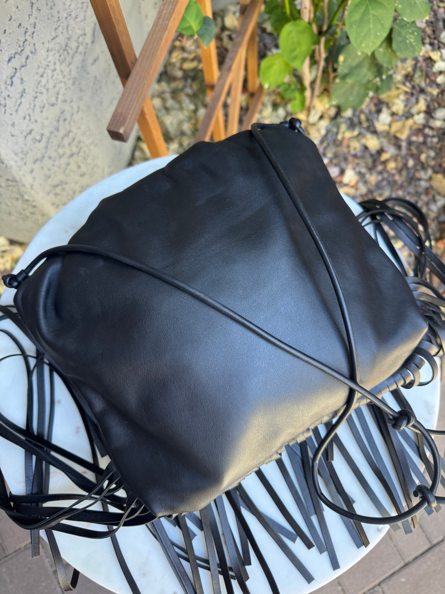 Bottega Veneta The Fringe Pouch Leather Shoulder Bag