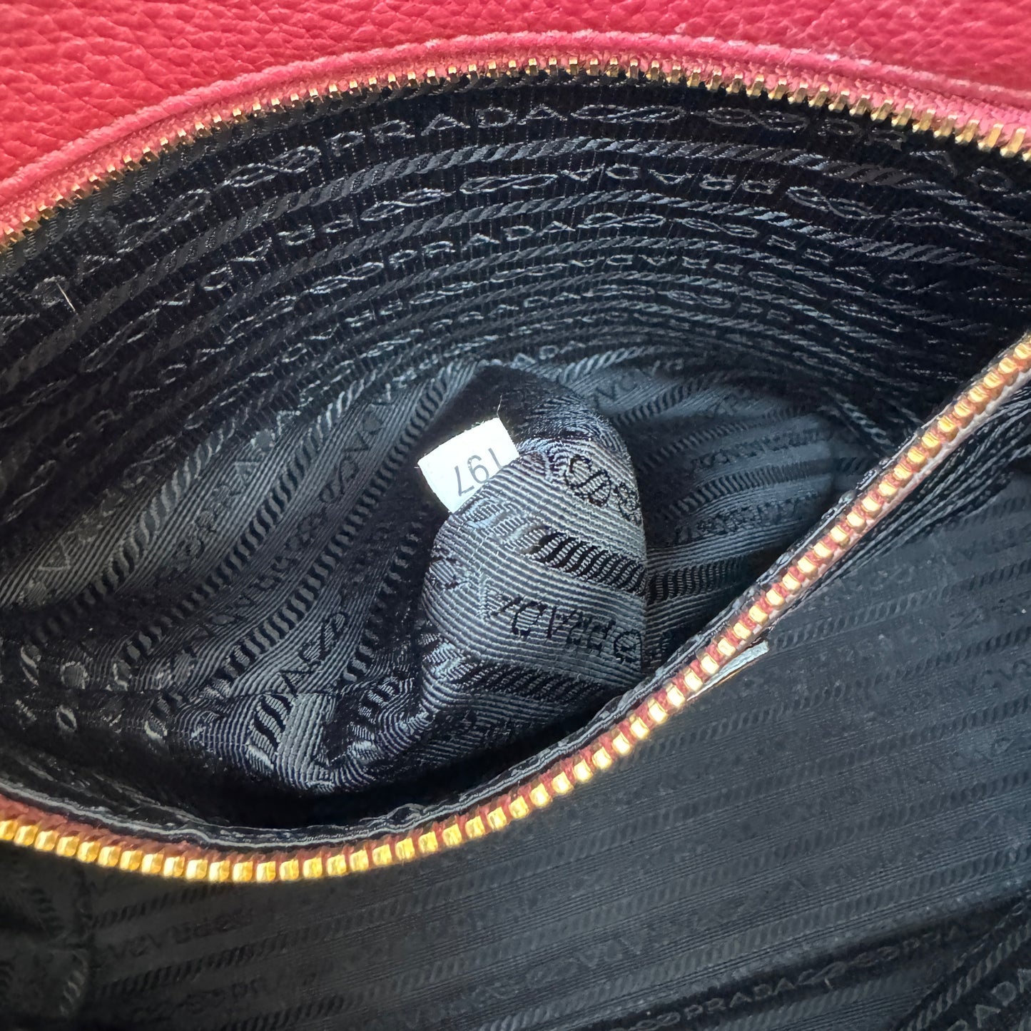 Prada Embossed Logo Leather Shoulder Bag