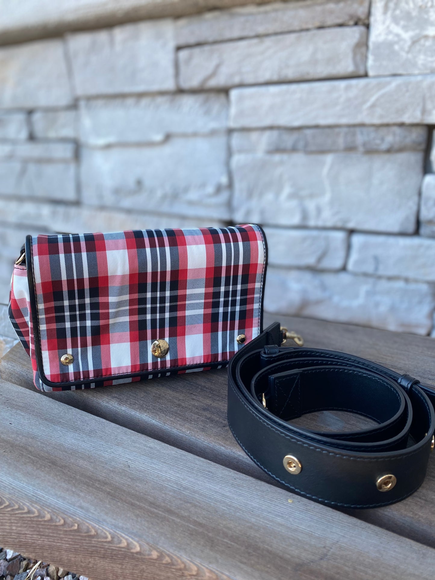 Burberry Red Check Hackberry Tartan Nylon Crossbody