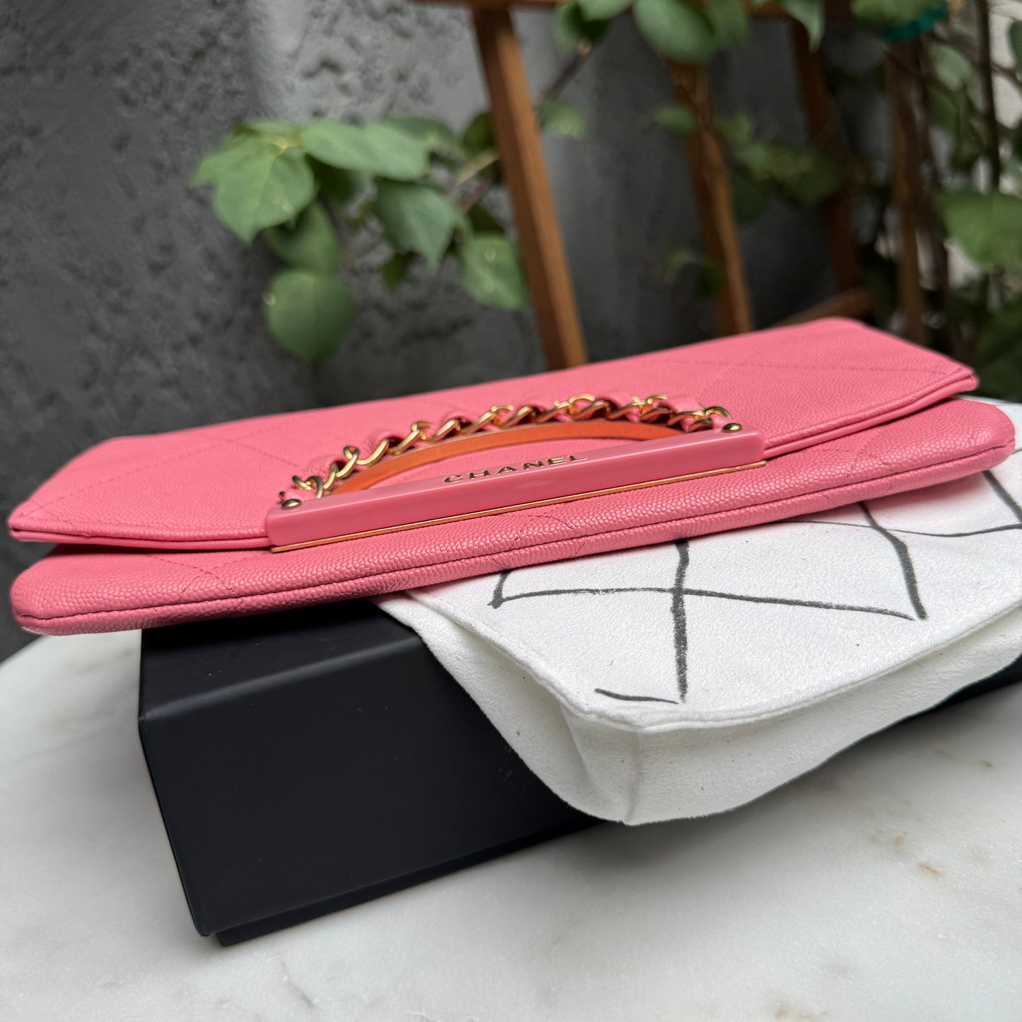 Chanel A Real Catch Caviar Leather Clutch