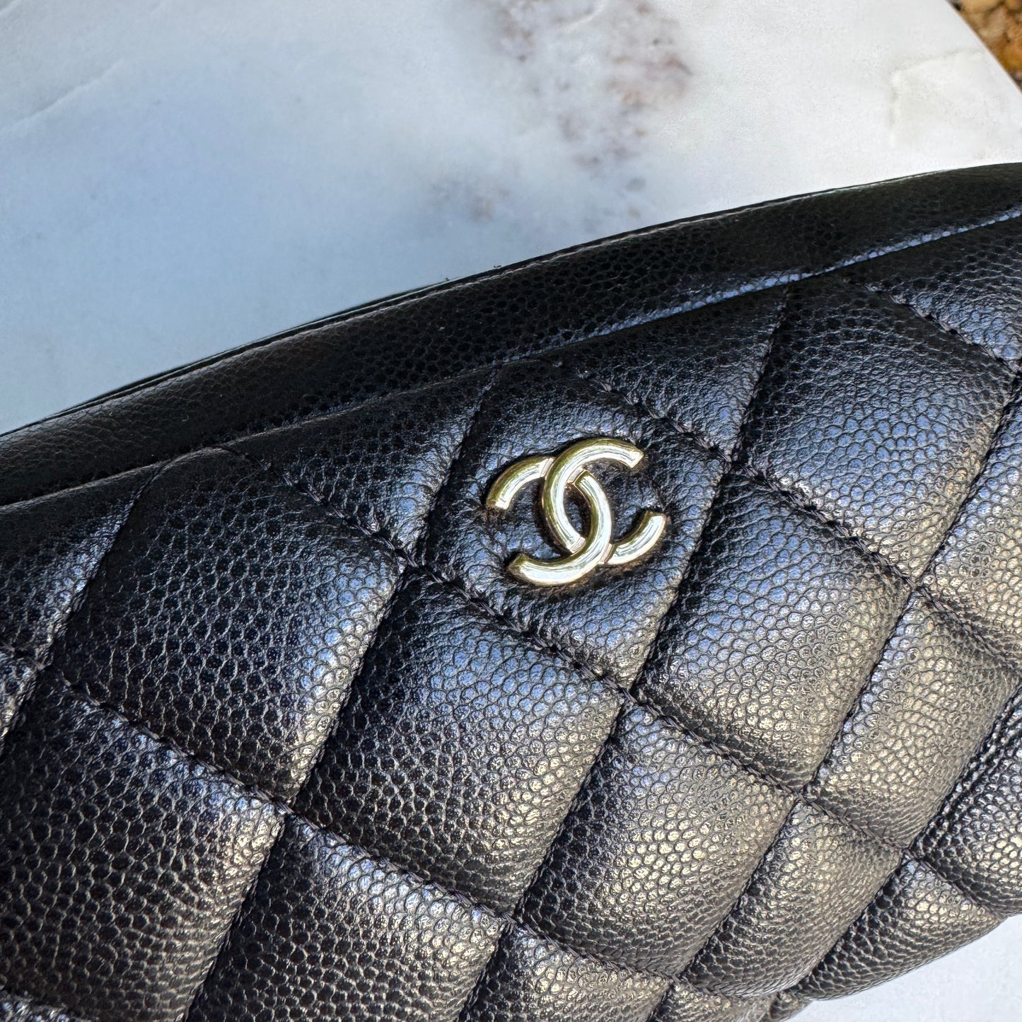 Chanel Double Zip Caviar Leather Cosmetic Bag