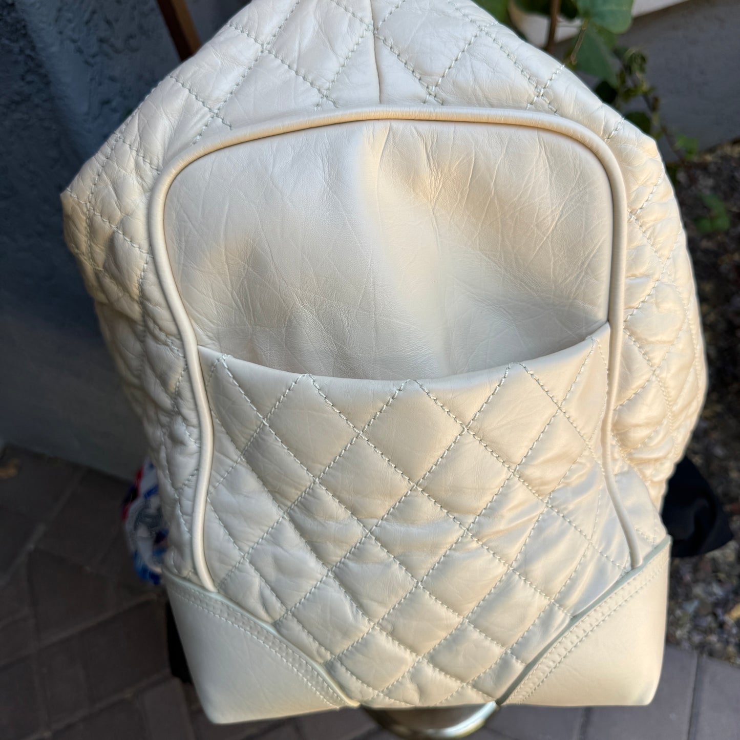 Chanel Bone Quilted Leather Travel Carry-On Duffle Bag