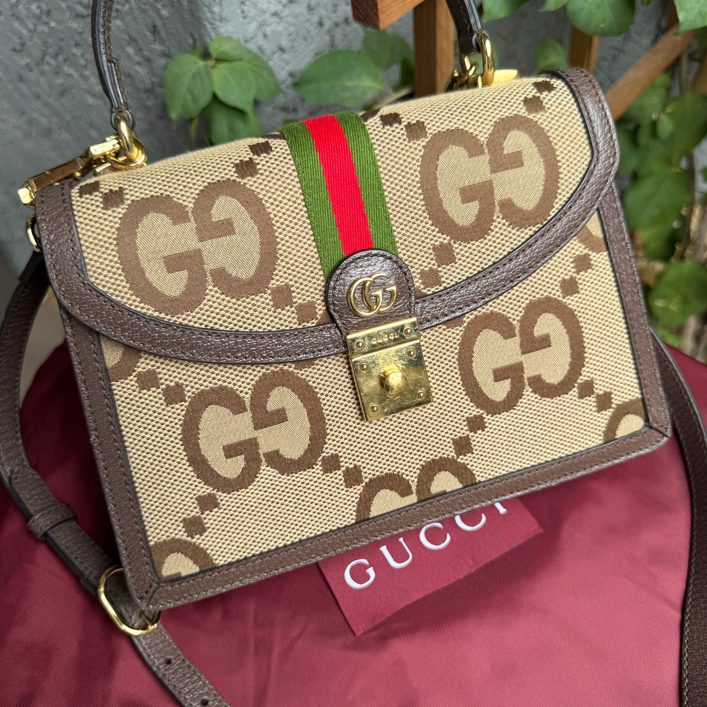 Gucci Ophidia Jumbo Monogram Top Handle Crossbody