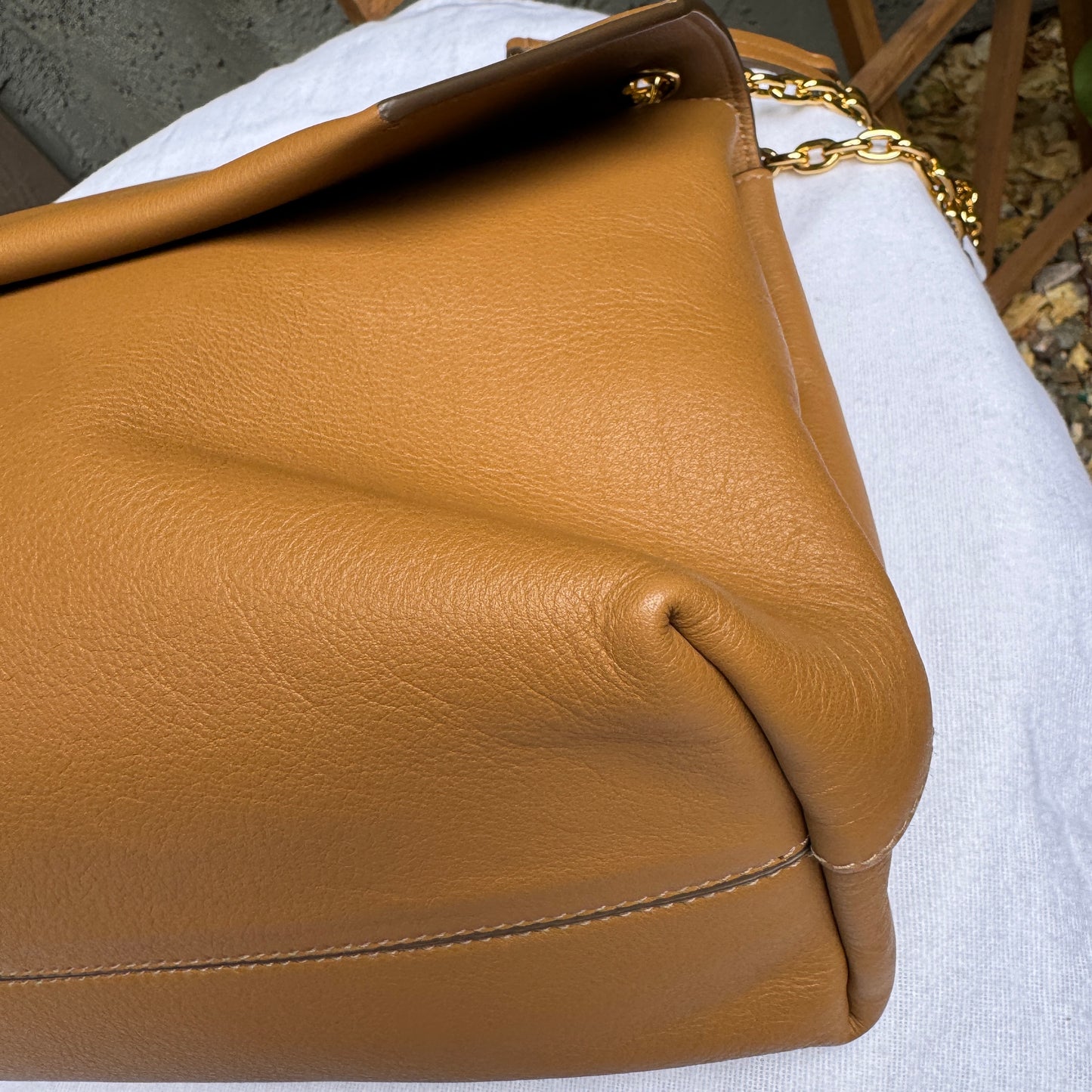 Prada Doux Extra Large Caramel Leather Shoulder Bag