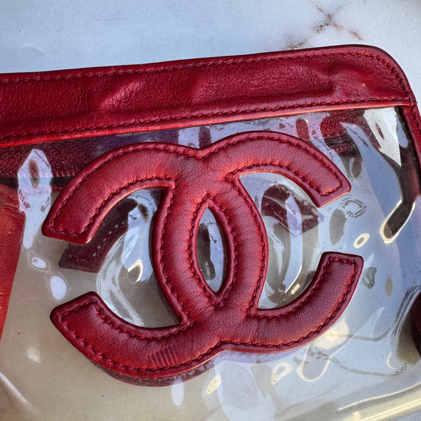 Chanel 90s Vintage CC Lambskin Vinyl Cosmetic Pouch
