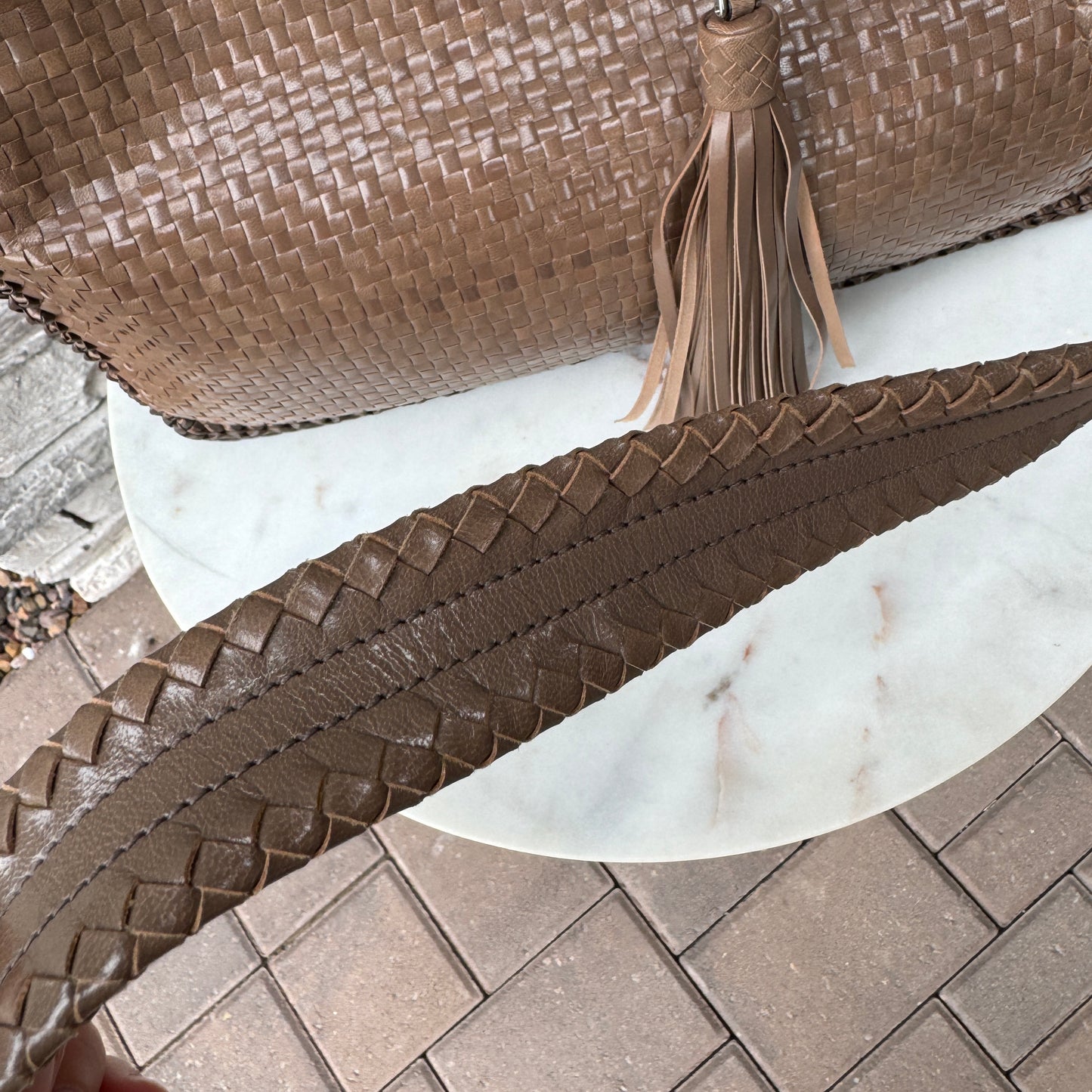 Prada Madras Woven Leather Tote