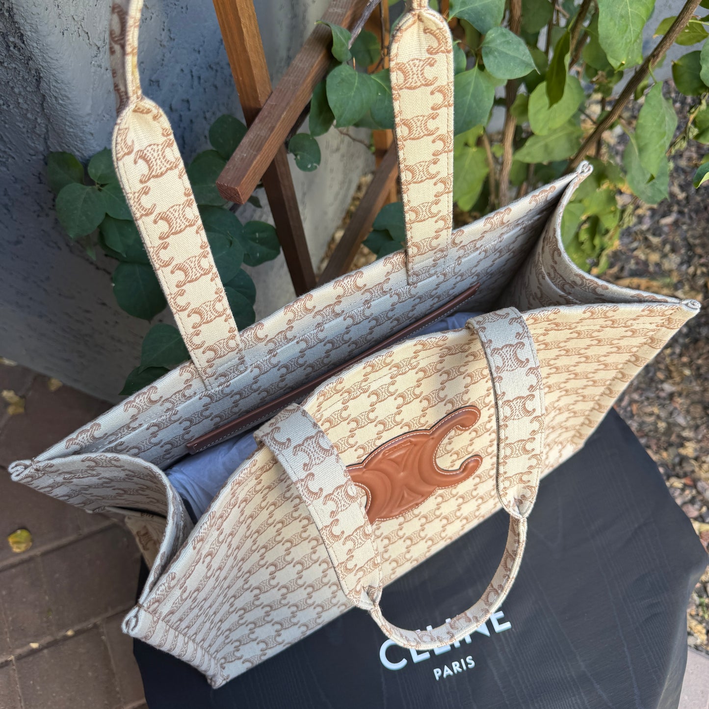 Celine Large Cabas Thais Triomphe Canvas Print Tote