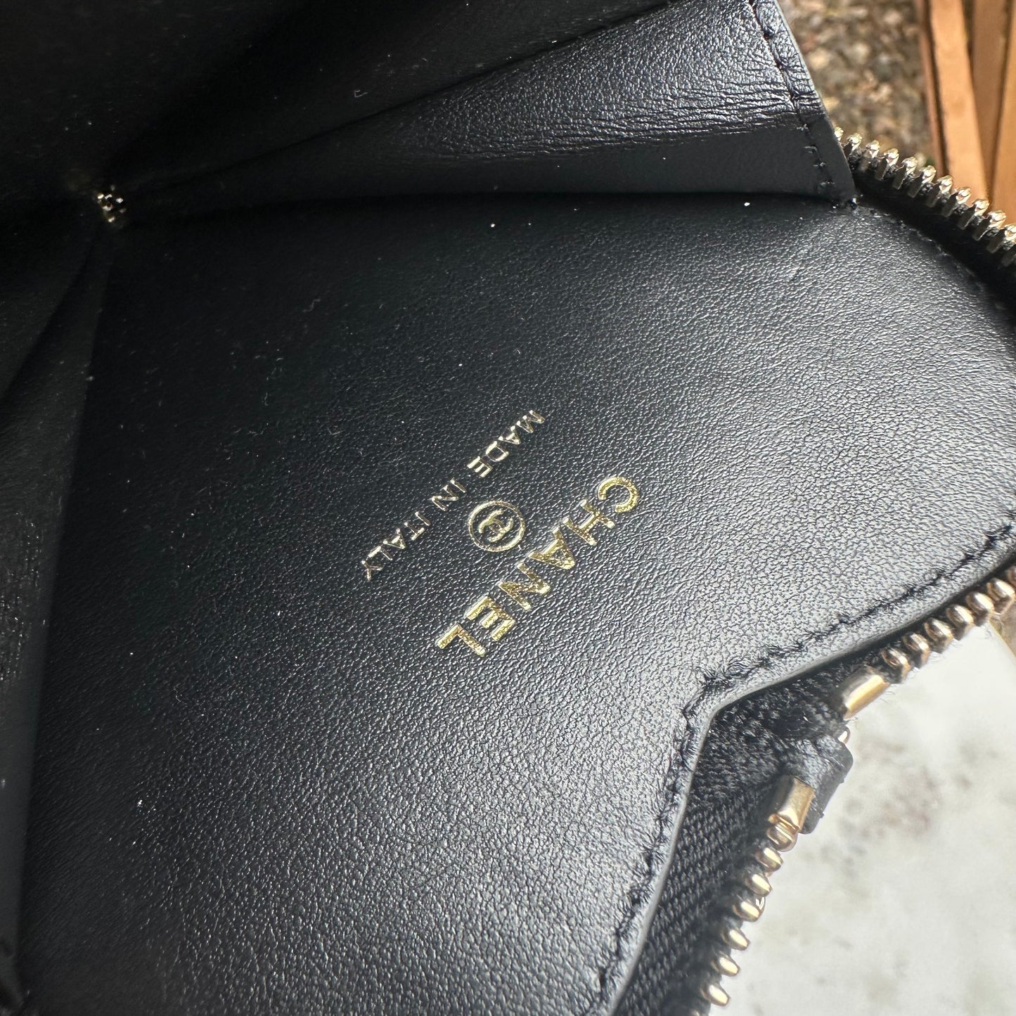 Chanel Patent Quilted Heart Zipped Coin Purse