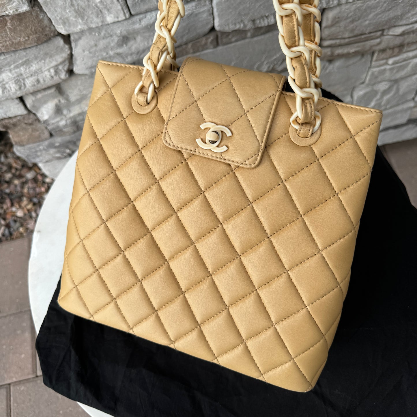 Chanel Vintage Quilted Lambskin and Resin Chain Shoulder Bag