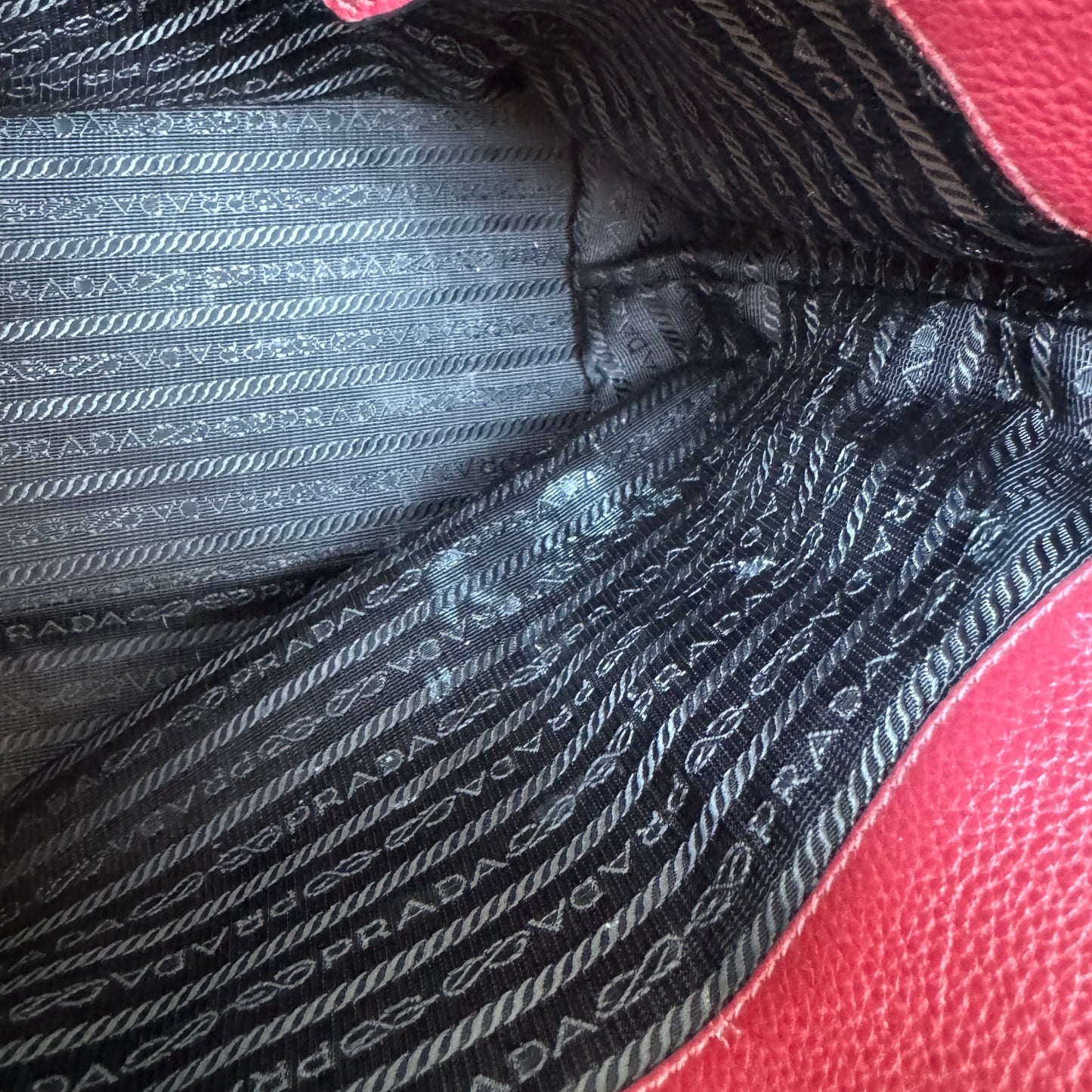 Prada Embossed Logo Leather Shoulder Bag