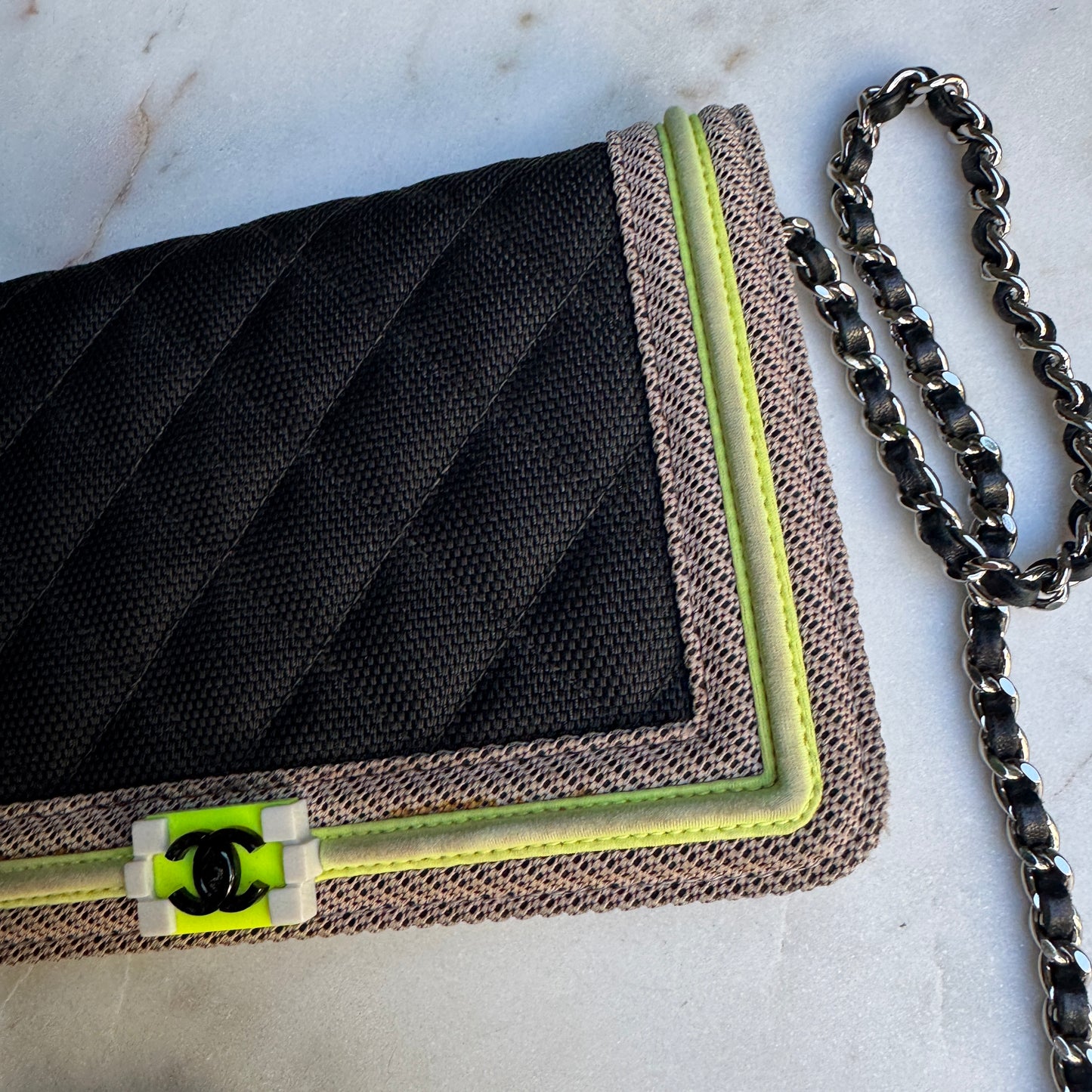 Chanel Fluo Boy Nylon WOC Wallet on Chain Crossbody