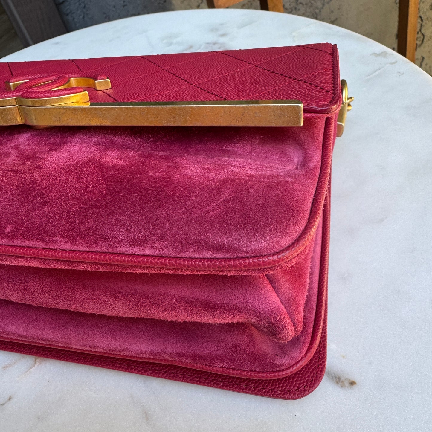 Chanel Lady Coco Caviar & Suede Leather WOC Crossbody