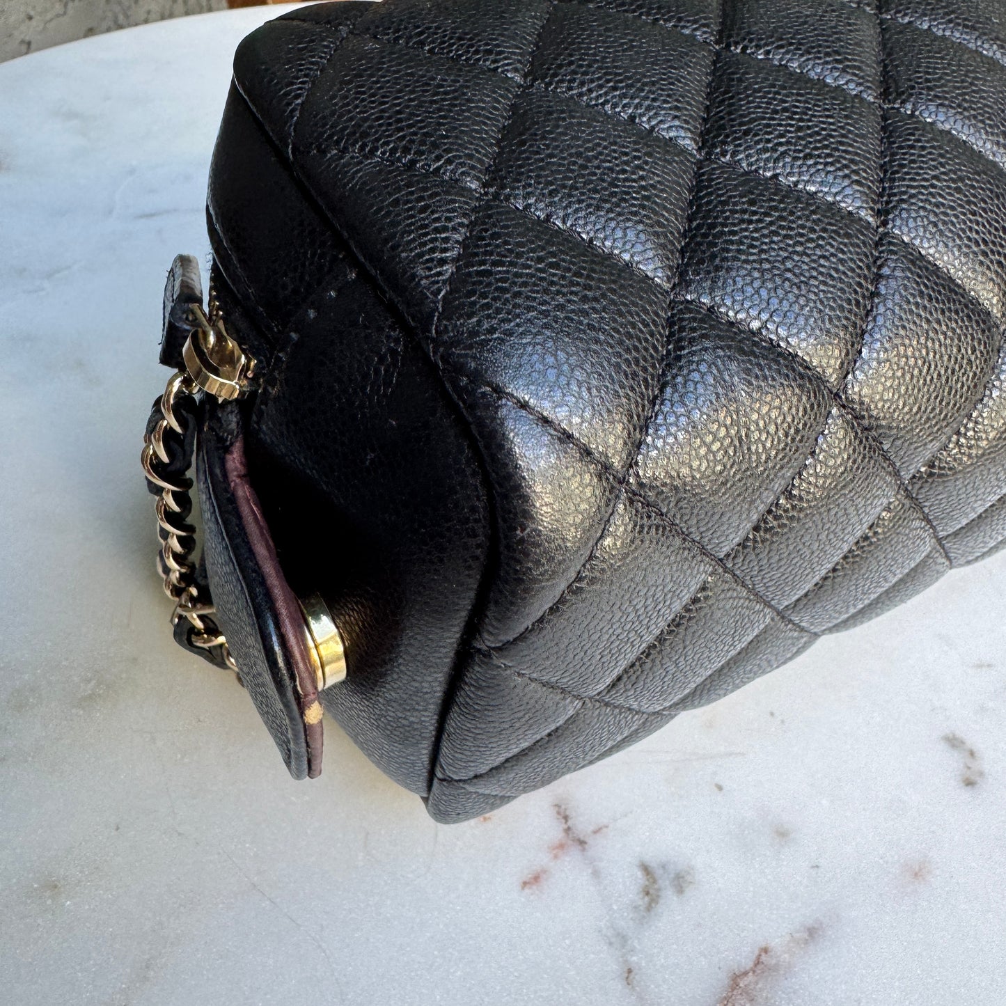 Chanel Double Zip Caviar Leather Cosmetic Bag