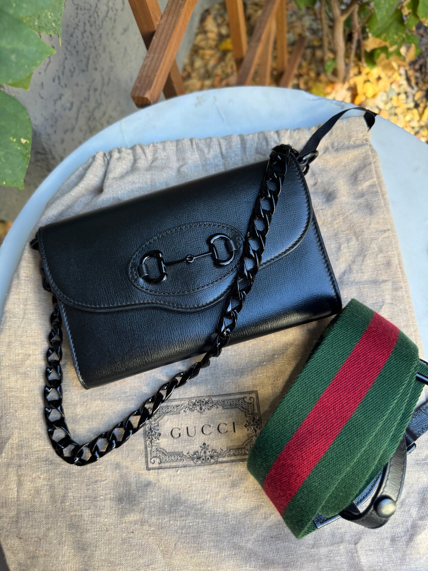 Gucci Azalea Calfskin Web Monochrome Horsebit 1955 Crossbody