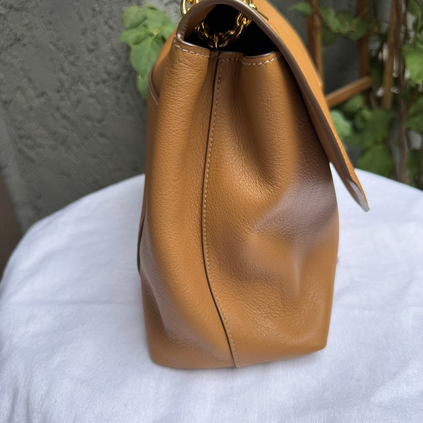 Prada Doux Extra Large Caramel Leather Shoulder Bag
