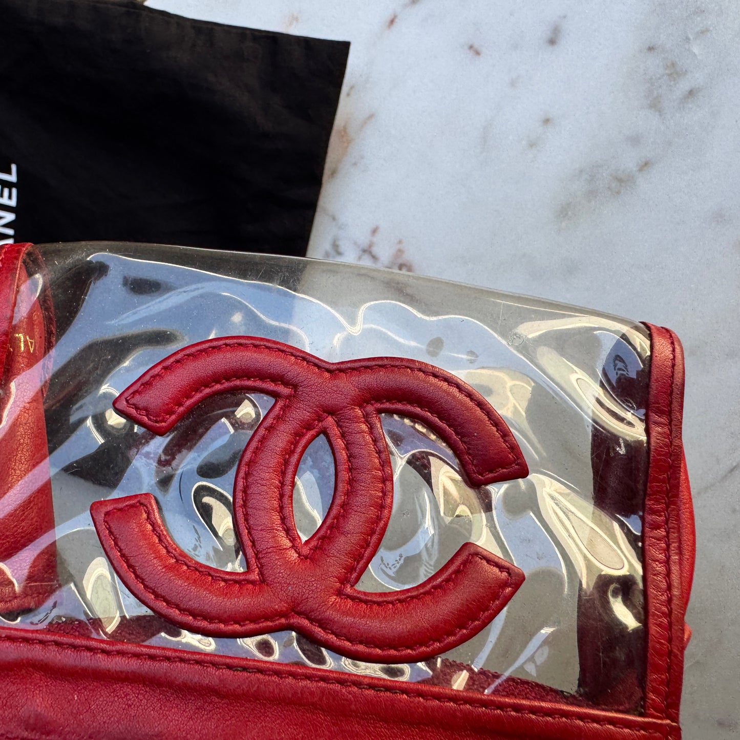 Chanel 90s Vintage CC Lambskin Vinyl Cosmetic Pouch