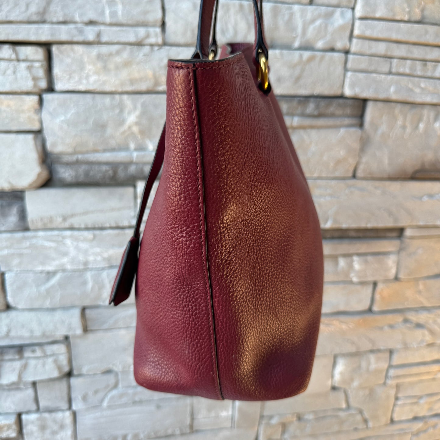 Prada Embossed Logo Leather Shoulder Bag