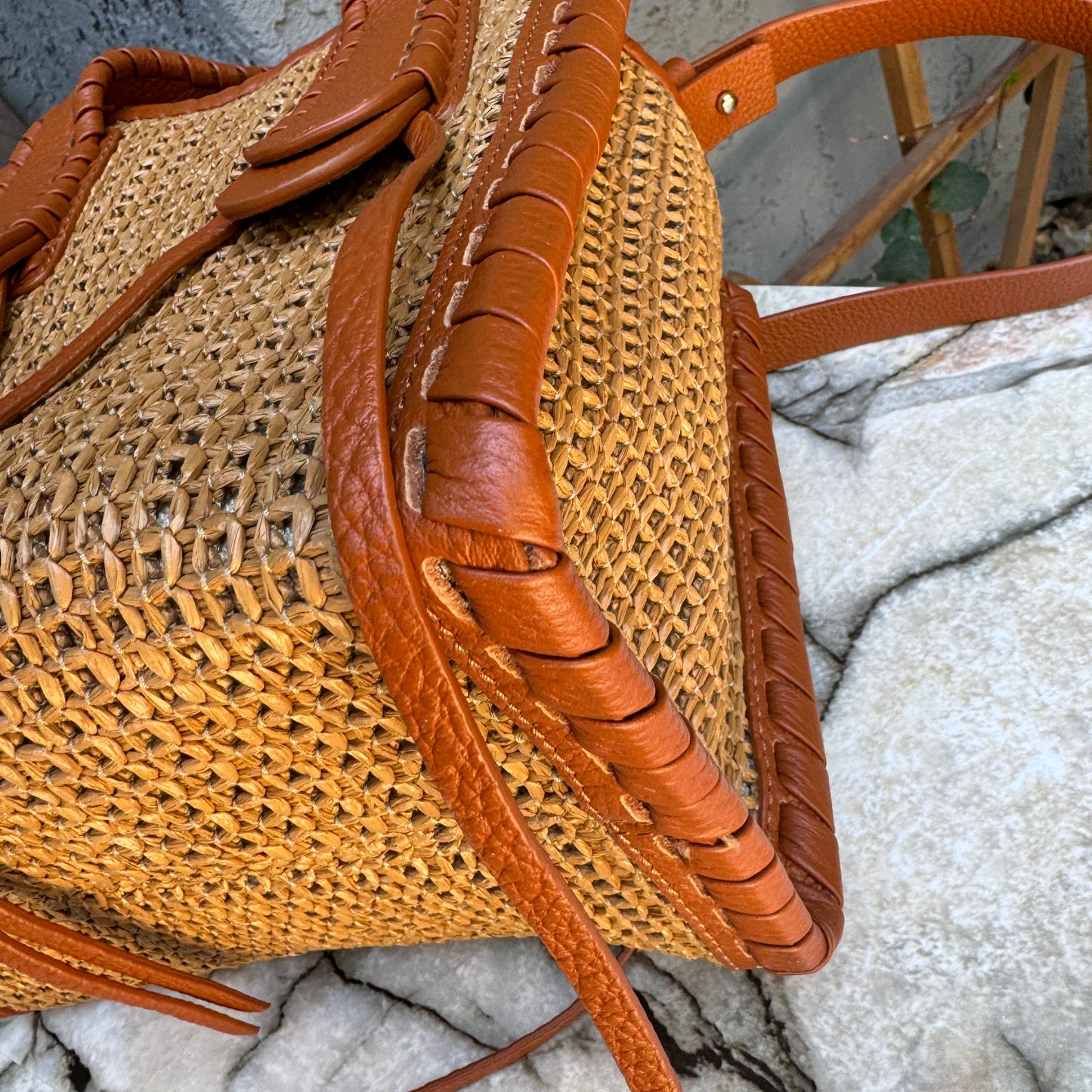 Chloé Mony Small Raffia Tote Crossbody
