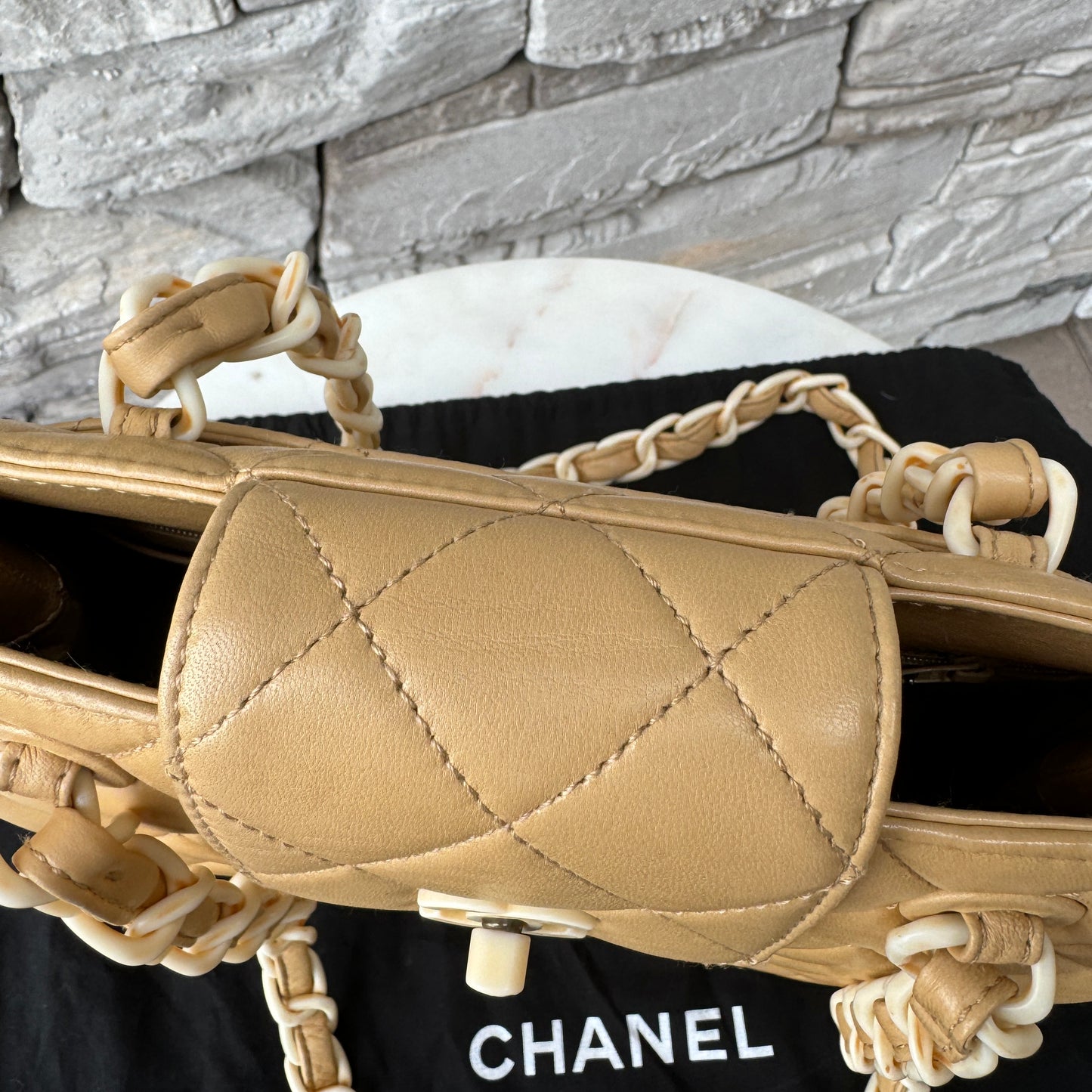 Chanel Vintage Quilted Lambskin and Resin Chain Shoulder Bag