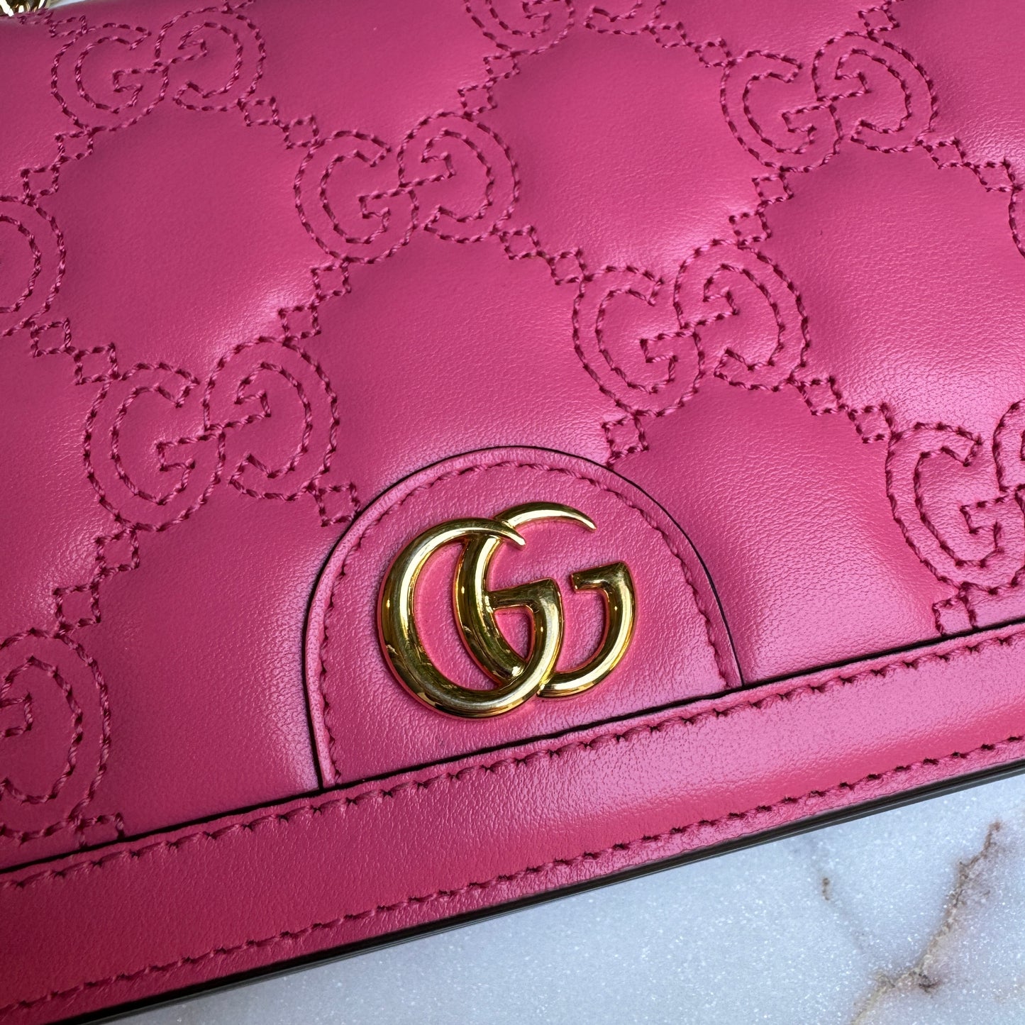 Gucci GG Matelassé Chain Wallet WOC Crossbody