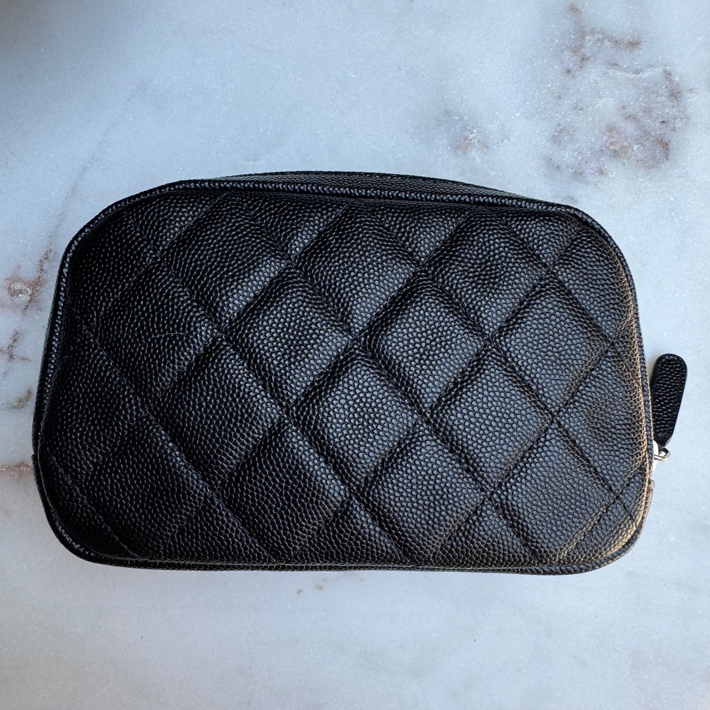 Chanel Small Curvy Quilted Caviar Cosmetic Pouch