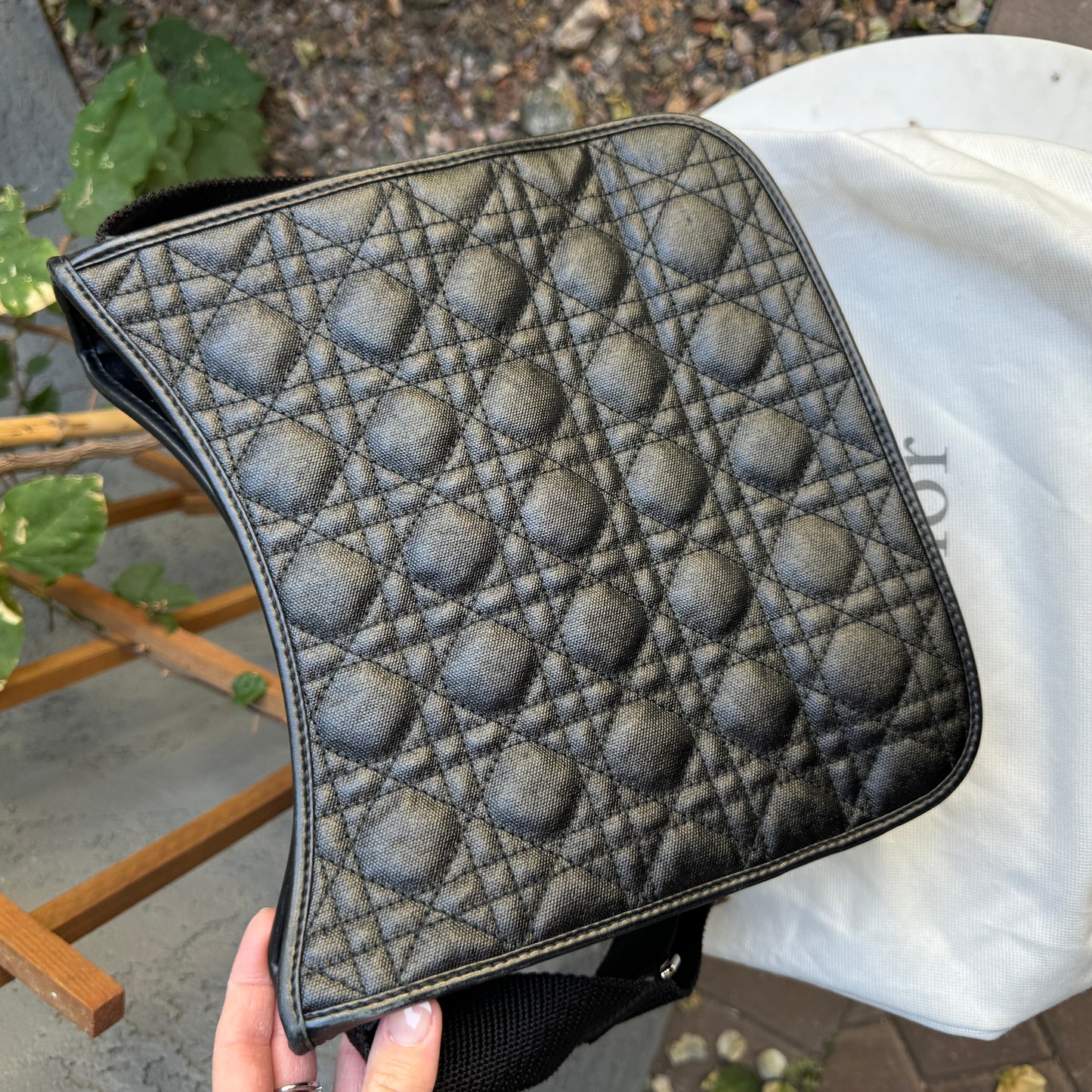 Christian Dior Panarea Cannage Quilt Canvas Crossbody