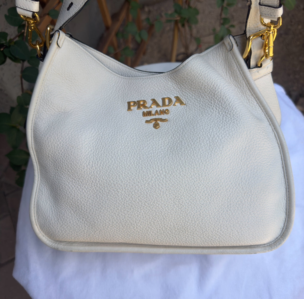 Prada Vitello Daino Phenix Nylon Web Stripe Crossbody