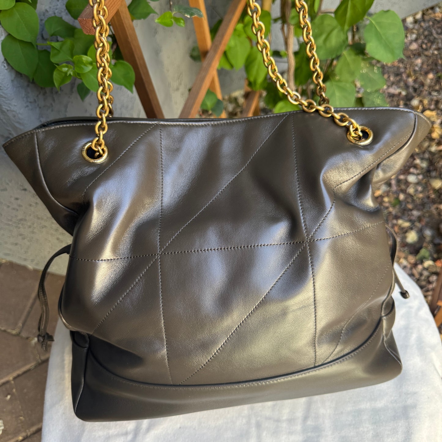 Saint Laurent Jamie Lambskin Leather Shopping Tote