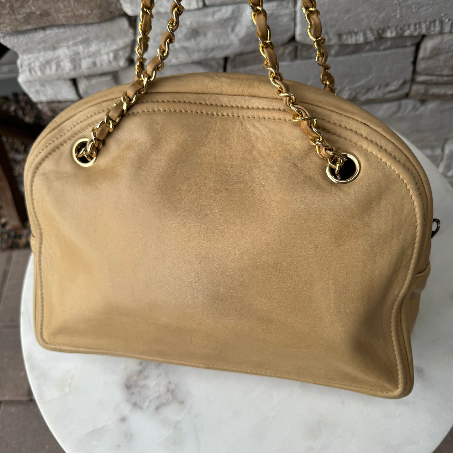 Chanel Vintage CC Chain Leather Shoulder Bag