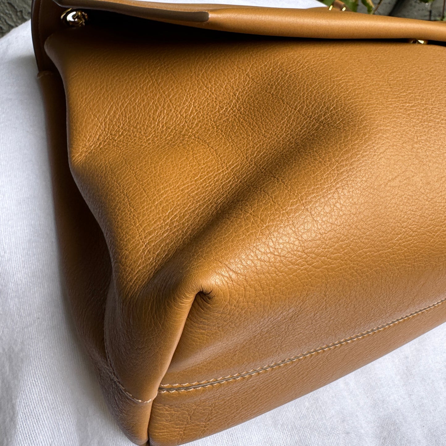 Prada Doux Extra Large Caramel Leather Shoulder Bag